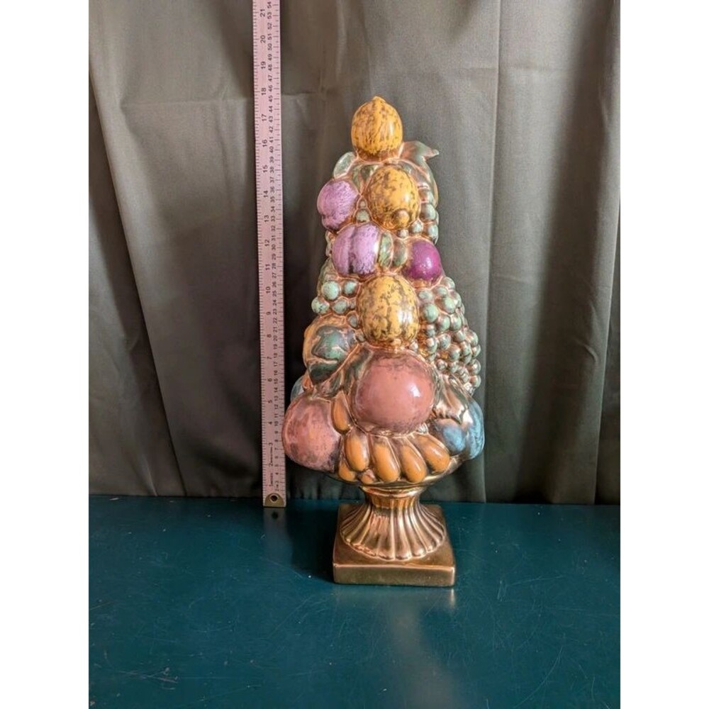 Vintage 1976 Mid Century Ceramic Fruit Topiary Centerpiece - Huge 20”